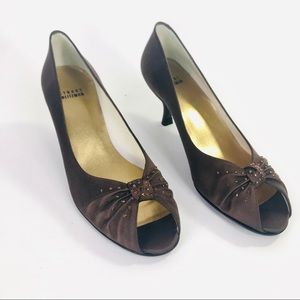 Stuart Weitzman Women's Open Toe W/ Rhinestone 8.5